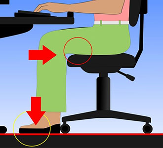 Altura correcta del asiento para sentarse bien en una silla de oficina