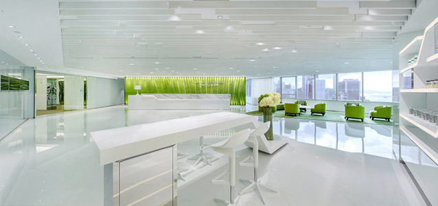 Arquitectura oficina de aire futurista