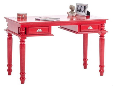 Mesa de ordenador de madera lacada en color rojo