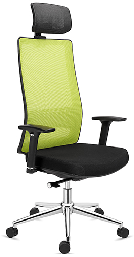 Silla ergonómica de oficina en malla transpirable color verde